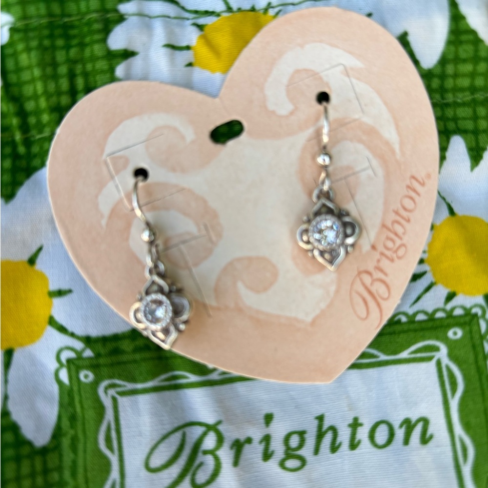 Brighton Silver Drop Earrings with Clear Crystals